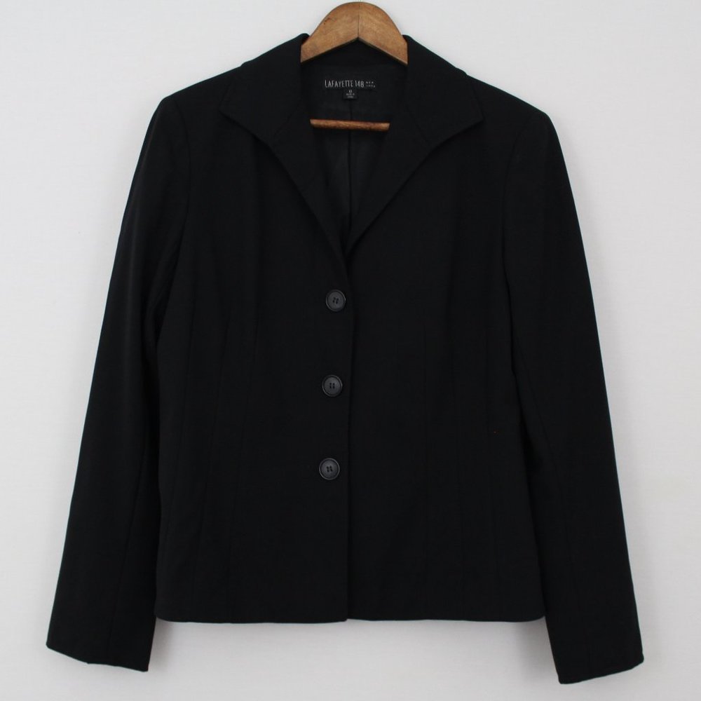 💥⬇️$50 Lafayette 148 Black Button Down Blazer Jacket